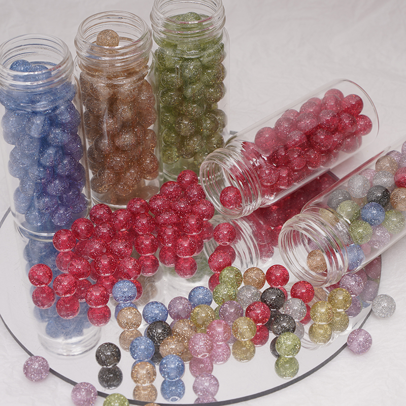 Resin Art Materials - 8/10mm Resins Round Shaped Beads Glitter