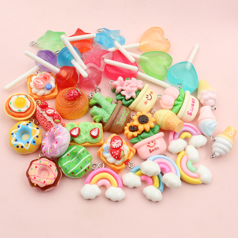 Resin Art With Flowers - 10pcs Mixed Colors Resin Cute Cake