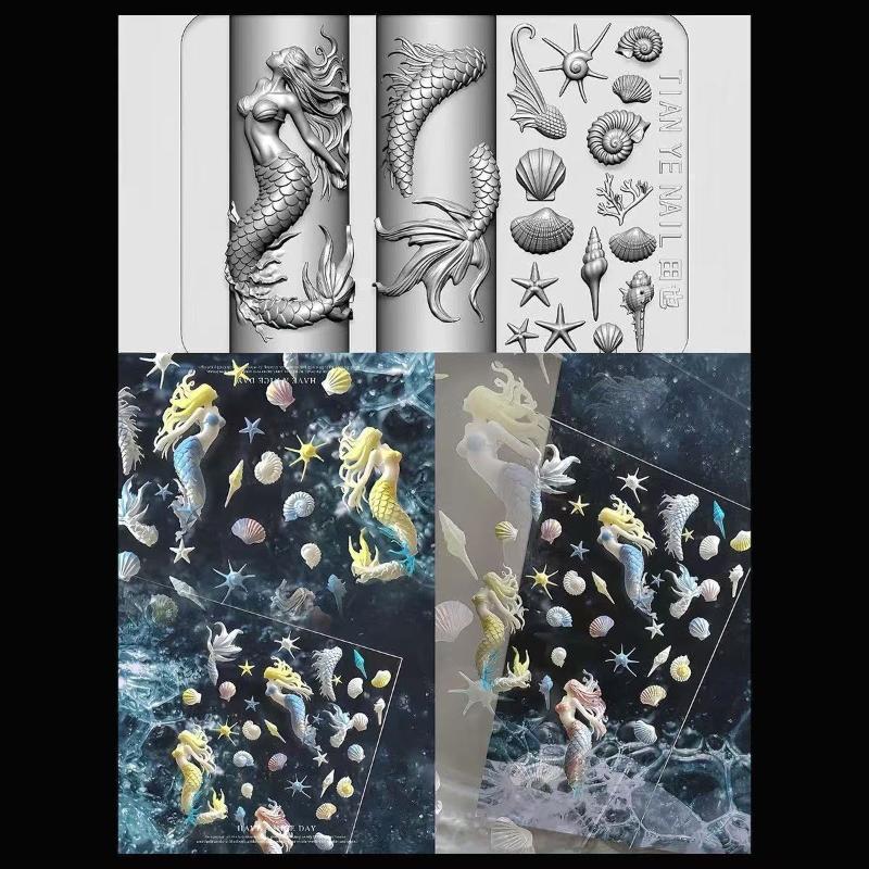 Resin Art Templates Free - 【xxx】Silicone Nail Ocean Mermaid Templates Nail