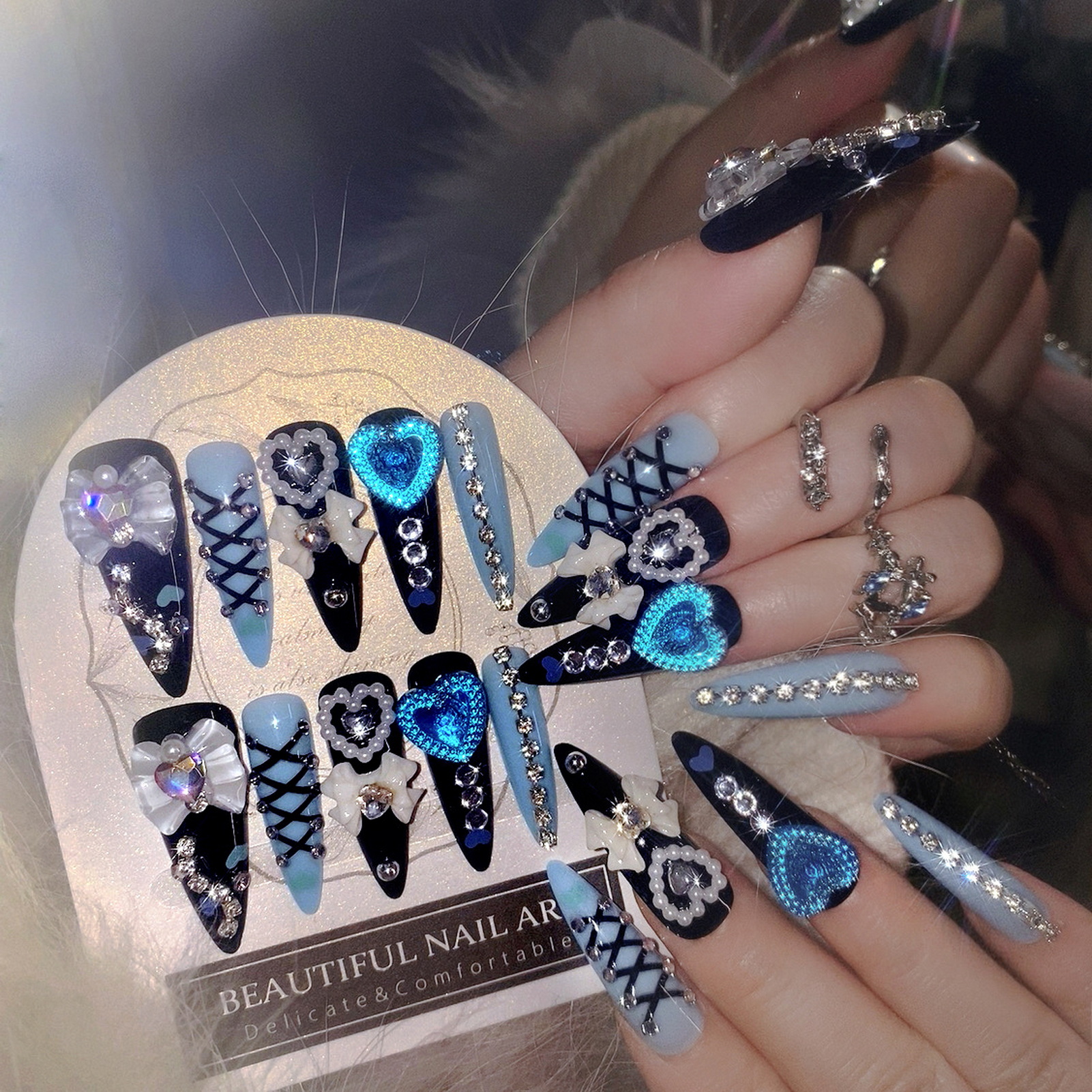 Resin Art Materials - 24pcs 3D Bow Decor False Nails
