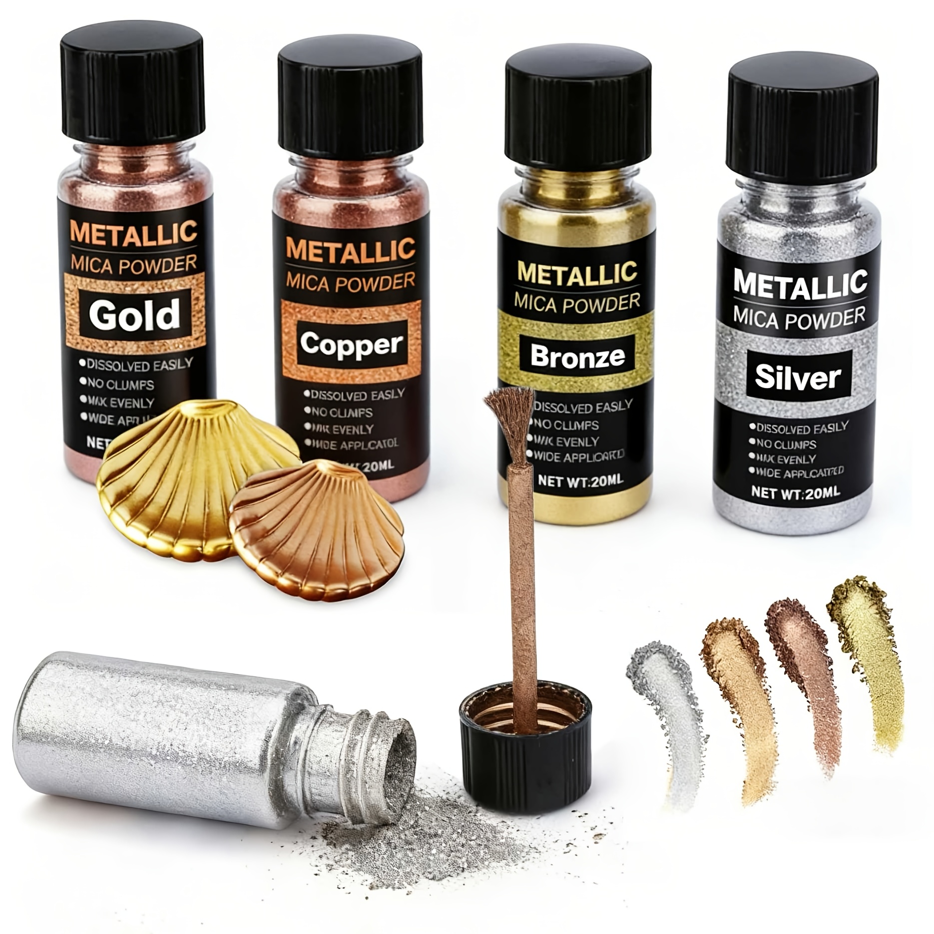 Resin Color Paste - Metallic Mica Powder, Brushed Bottle of