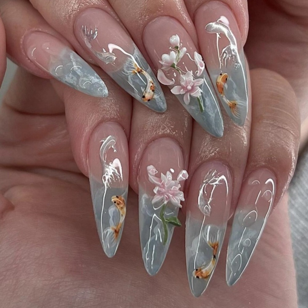 Resin Art With Flowers - 24pcs hot selling koi nail art
