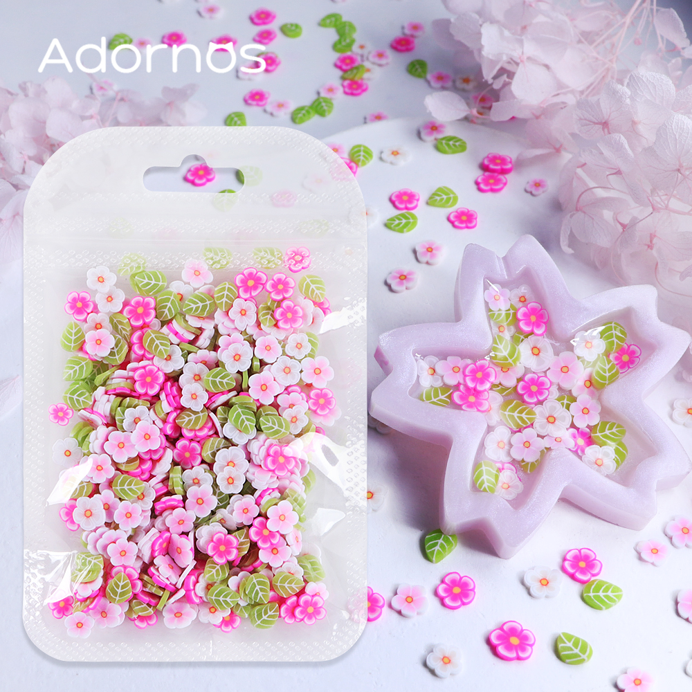 Resin Art Letters - 10g Pink Flowers Polymer Clay Slices