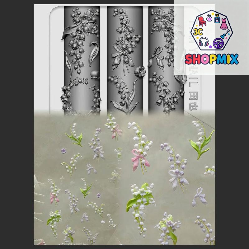 Resin Art Templates Free - Flowers Series 3D Curved Nail Mold