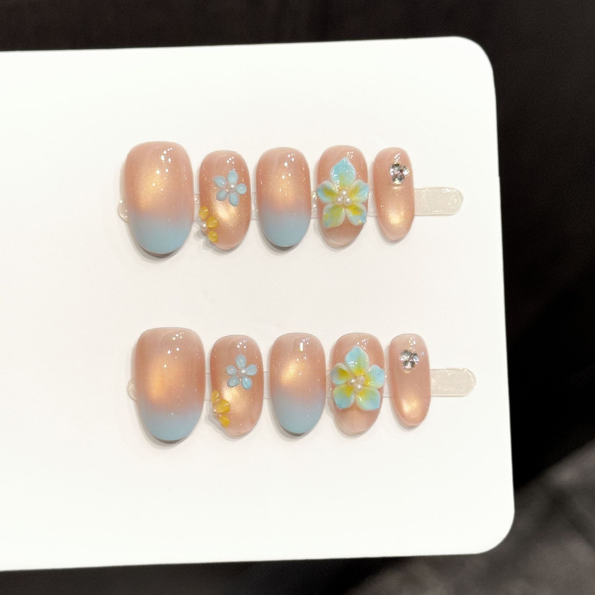 Resin Art With Flowers - 10pcs Pure Hand Pressed Short Oval