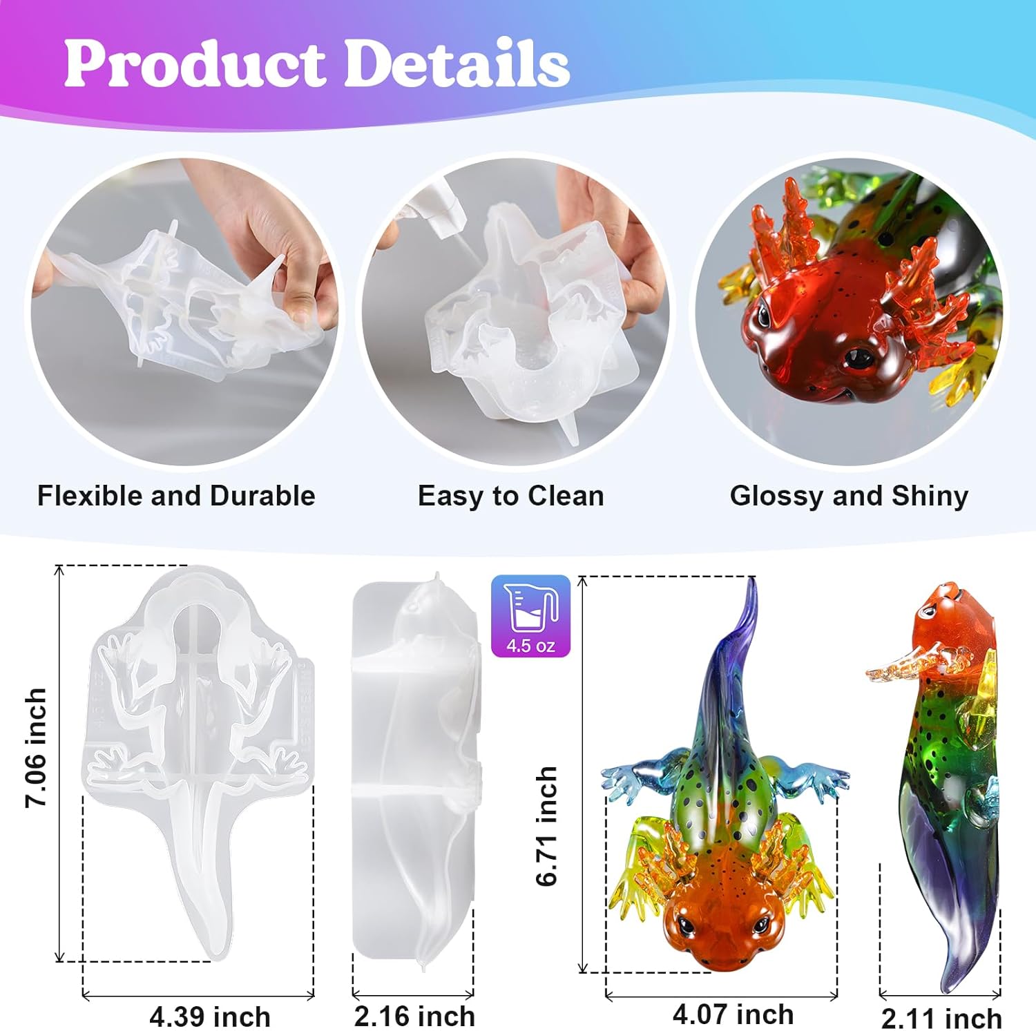 Large Axolotl Resin Molds Sili - Resin Art Mold のレビューと価格