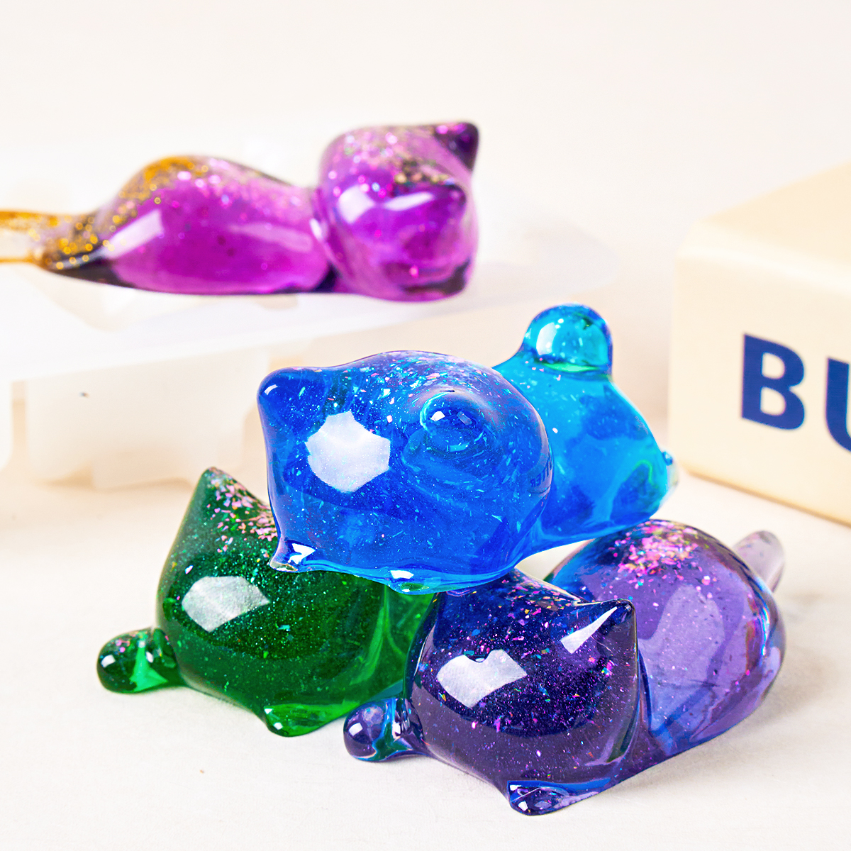 3D Cat Crystal Epoxy Resin Mol - Resin Art Mold のレビューと価格