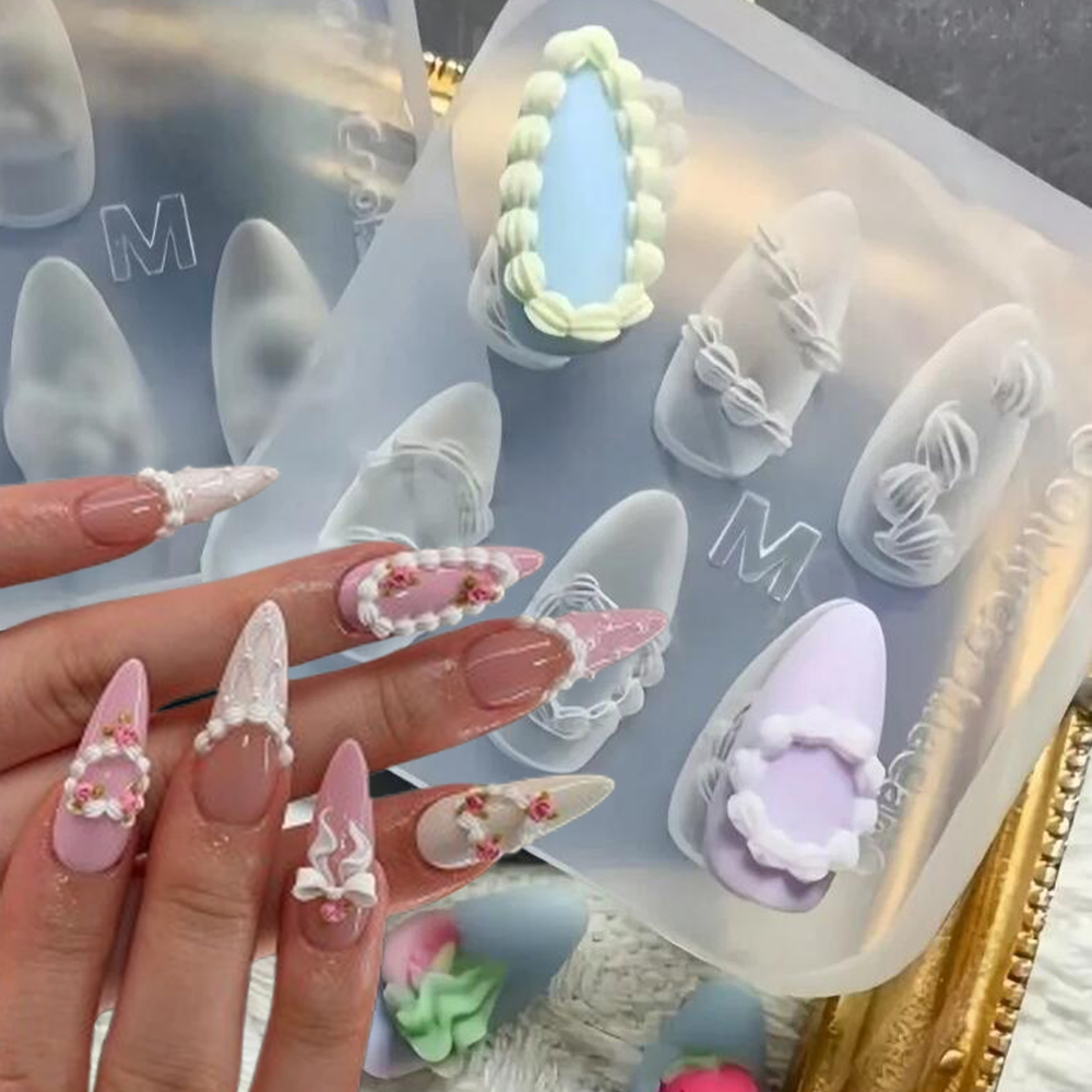 1pc 3D French Cream Nail Art S - Resin Art Templates Free のレビューと価格