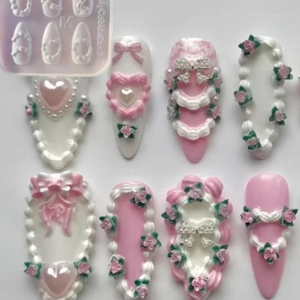 1pc 3D French Cream Nail Art S - Resin Art Templates Free のレビューと価格