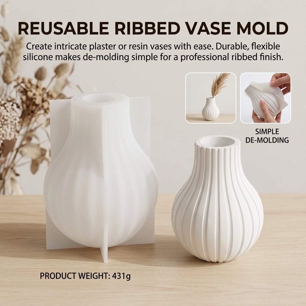 Silicone Vase Mold with Stripe - Resin Art Kit With Molds のレビューと価格