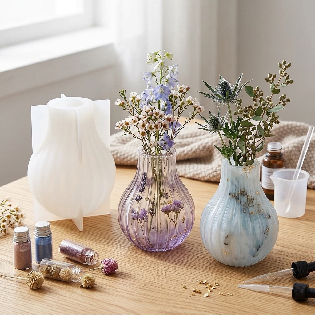 Silicone Vase Mold with Stripe - Resin Art Kit With Molds のレビューと価格