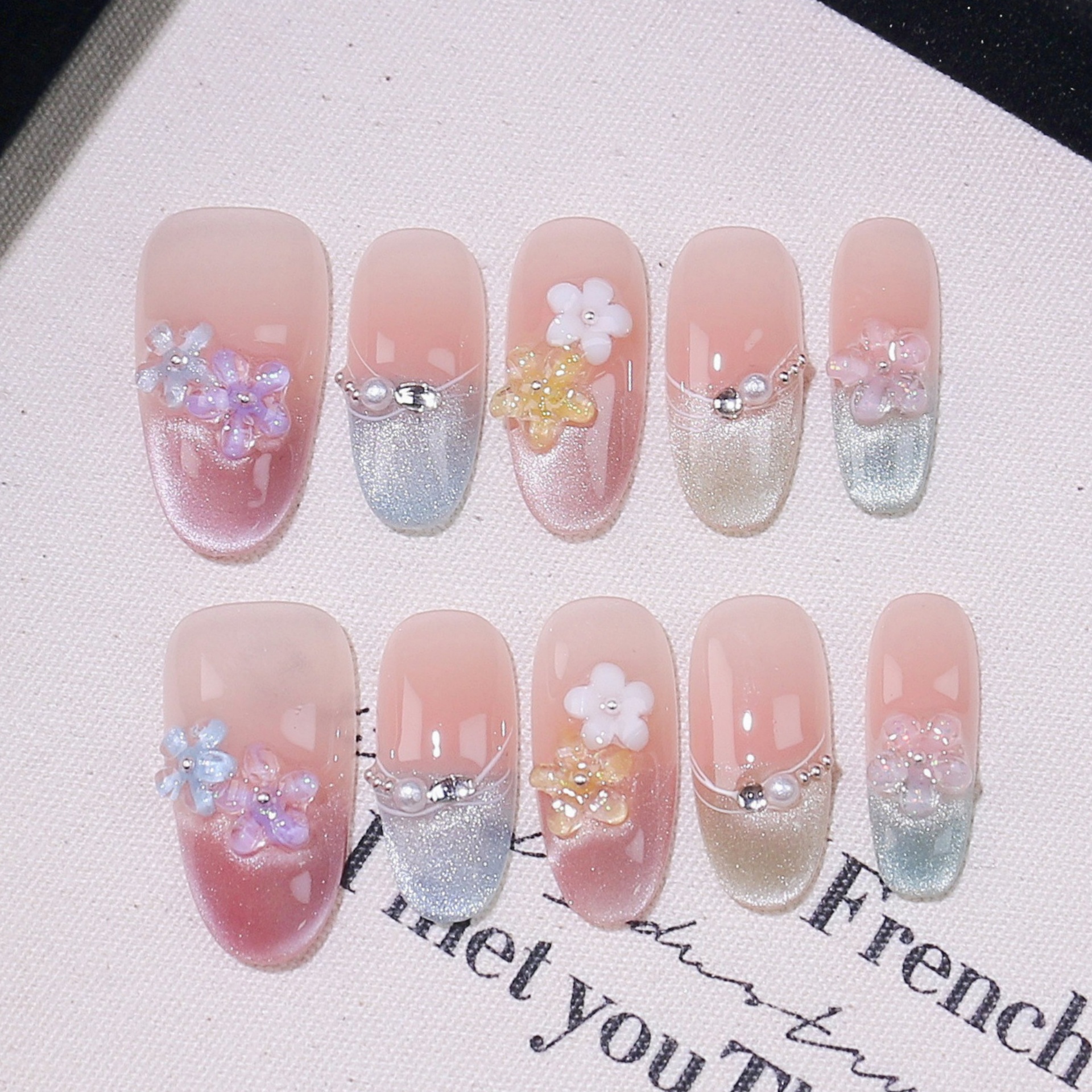 10pcs French Cat's Eye Handmad - Resin Art With Flowers のレビューと価格
