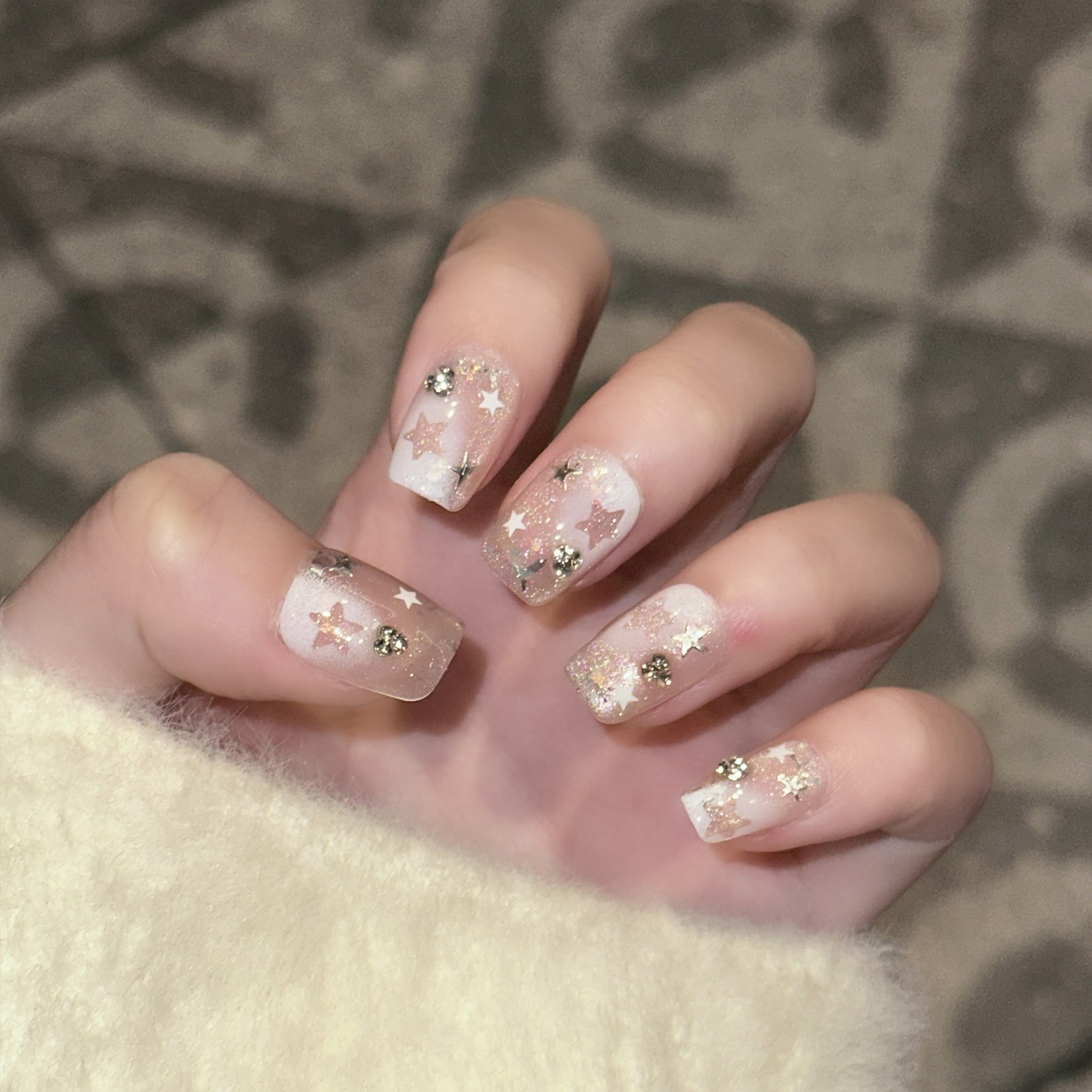 10PCS Short Square Fake Nails  - Resin Art With Flowers のレビューと価格