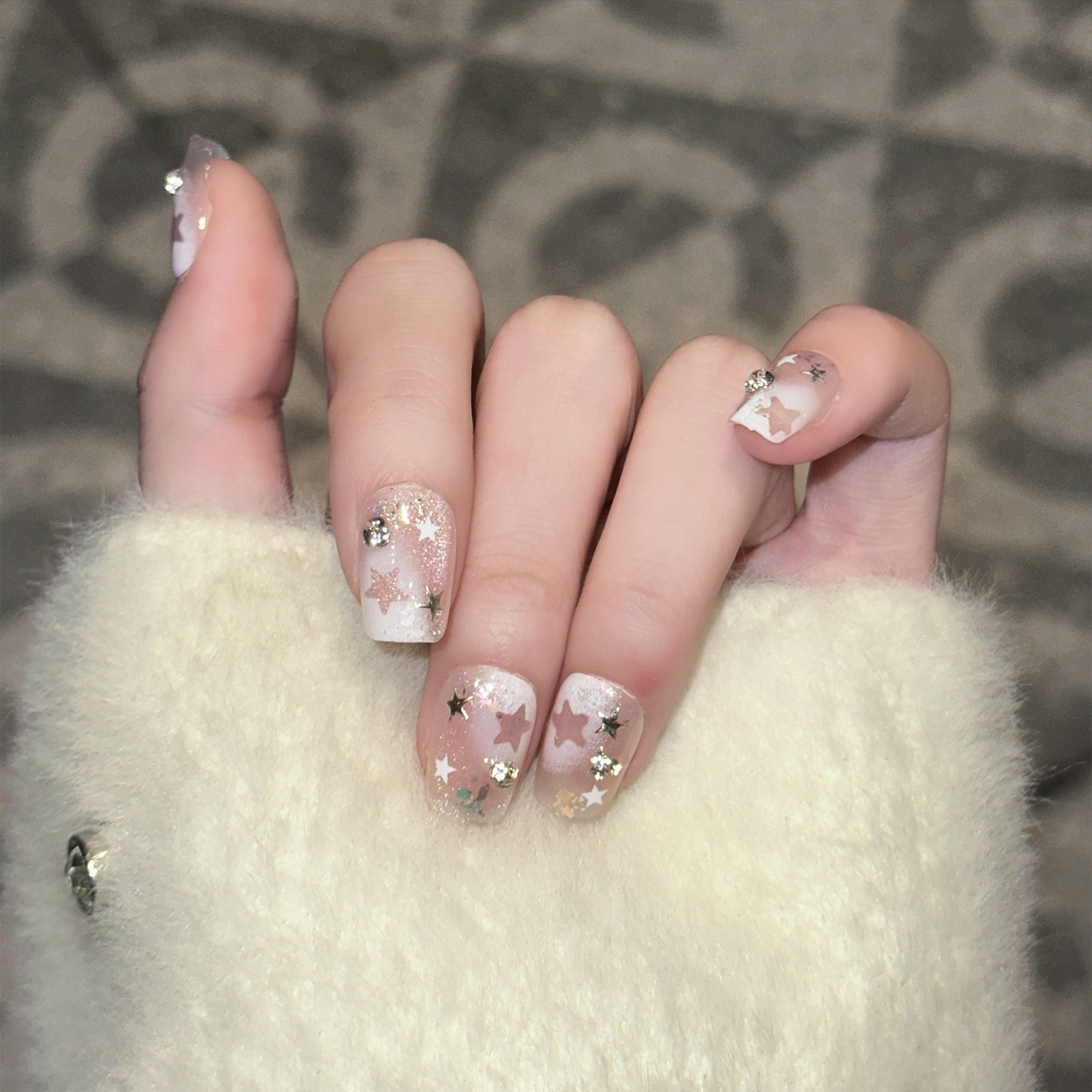 10PCS Short Square Fake Nails  - Resin Art With Flowers のレビューと価格