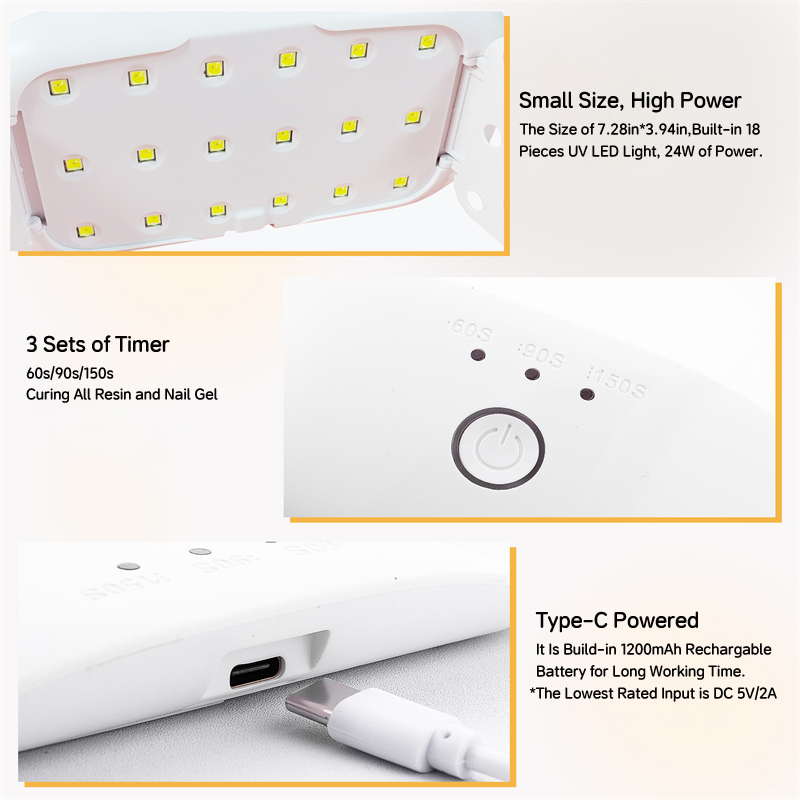 24W USB Rechargeable UV LED La - Uv Lamp Nail Resin のレビューと価格