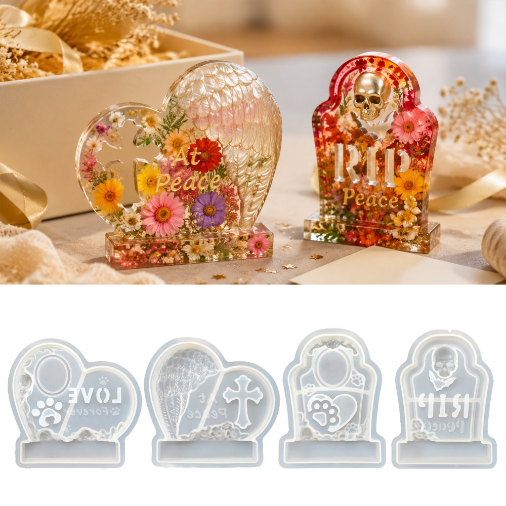 S0304 Heart-Shaped Tombstone M - Resin Art Mold のレビューと価格