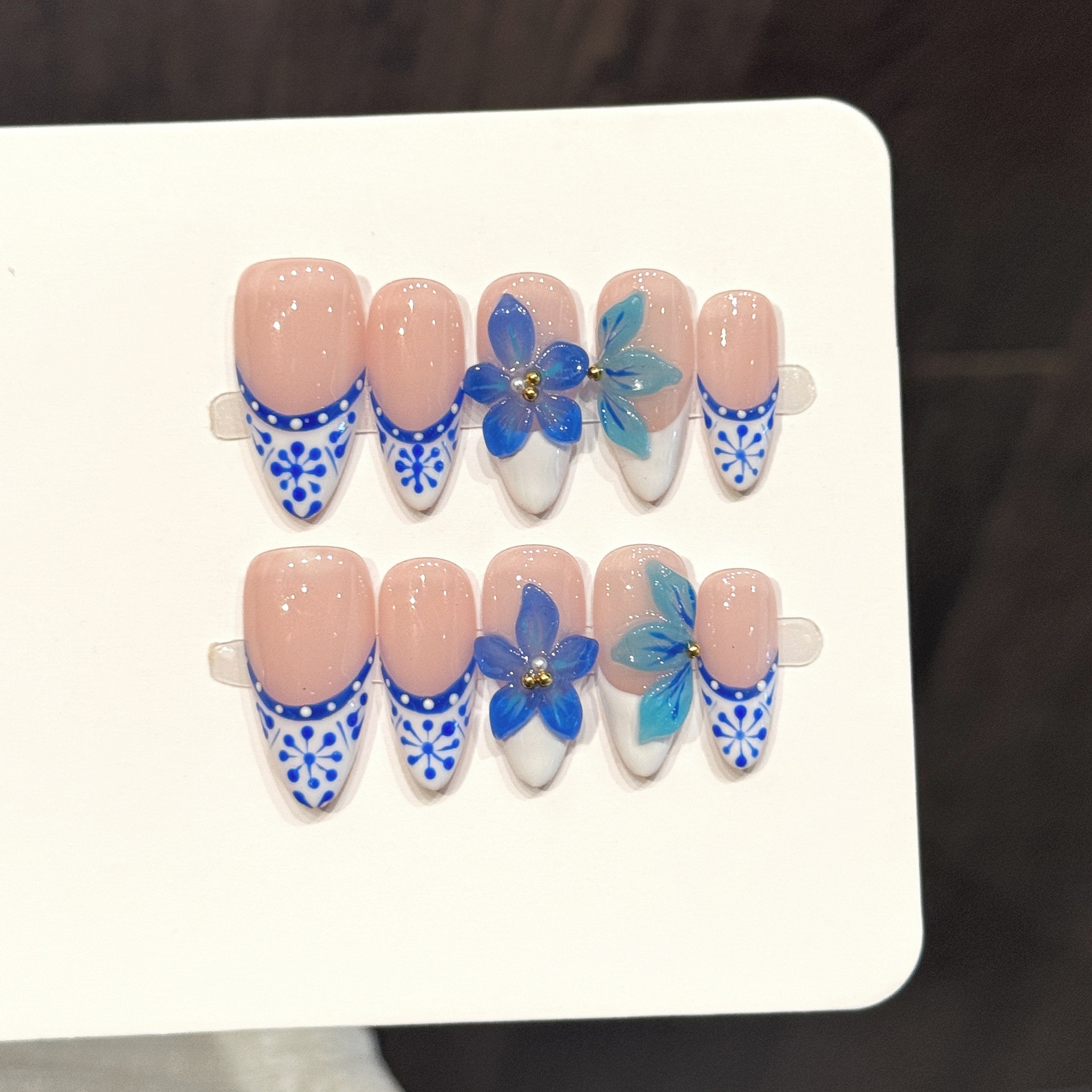 10pcs Pure Hand Pressed Almond - Resin Art With Flowers のレビューと価格