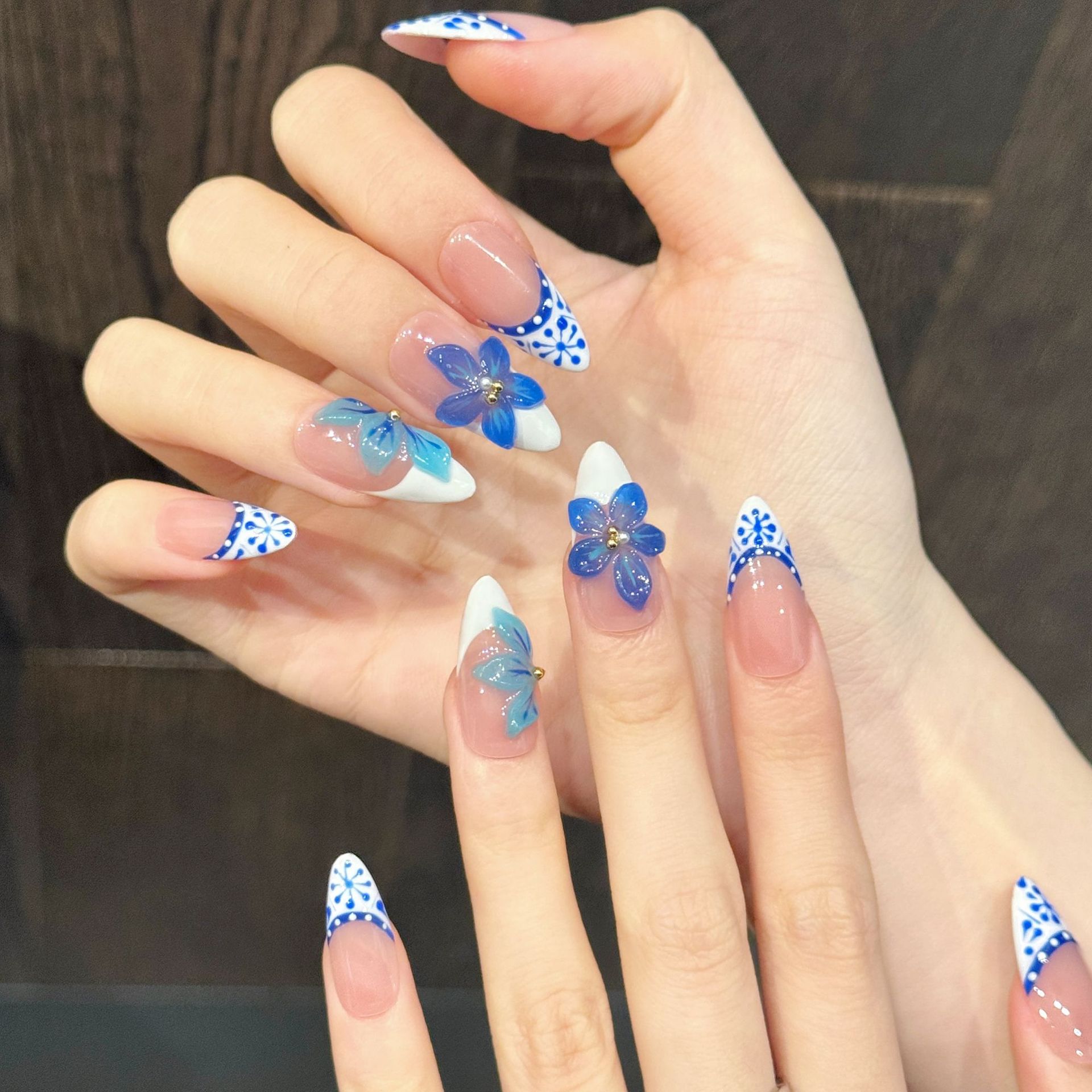 10pcs Pure Hand Pressed Almond - Resin Art With Flowers のレビューと価格