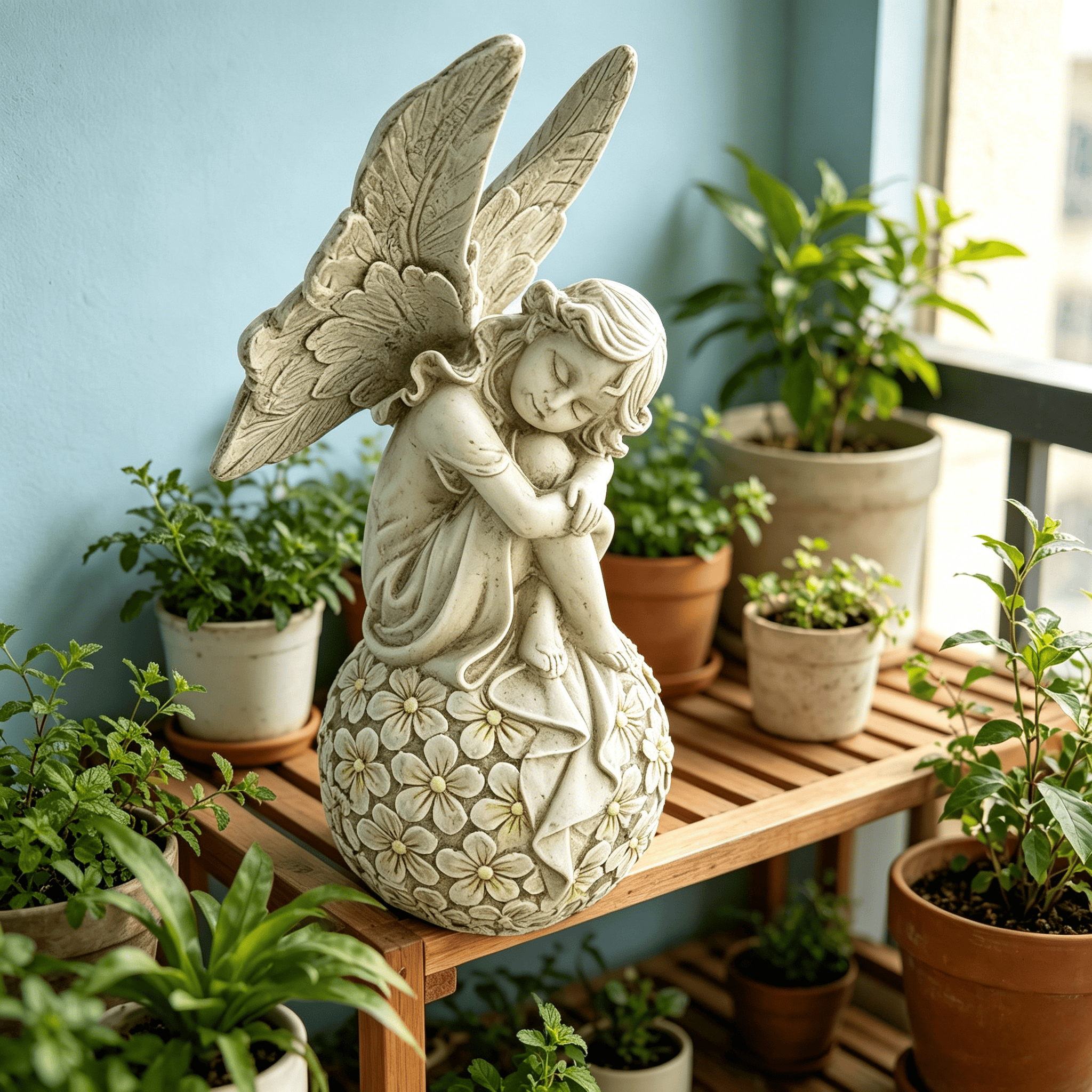 13.2-inch Garden Fairy Statue, - Resin Art With Flowers のレビューと価格