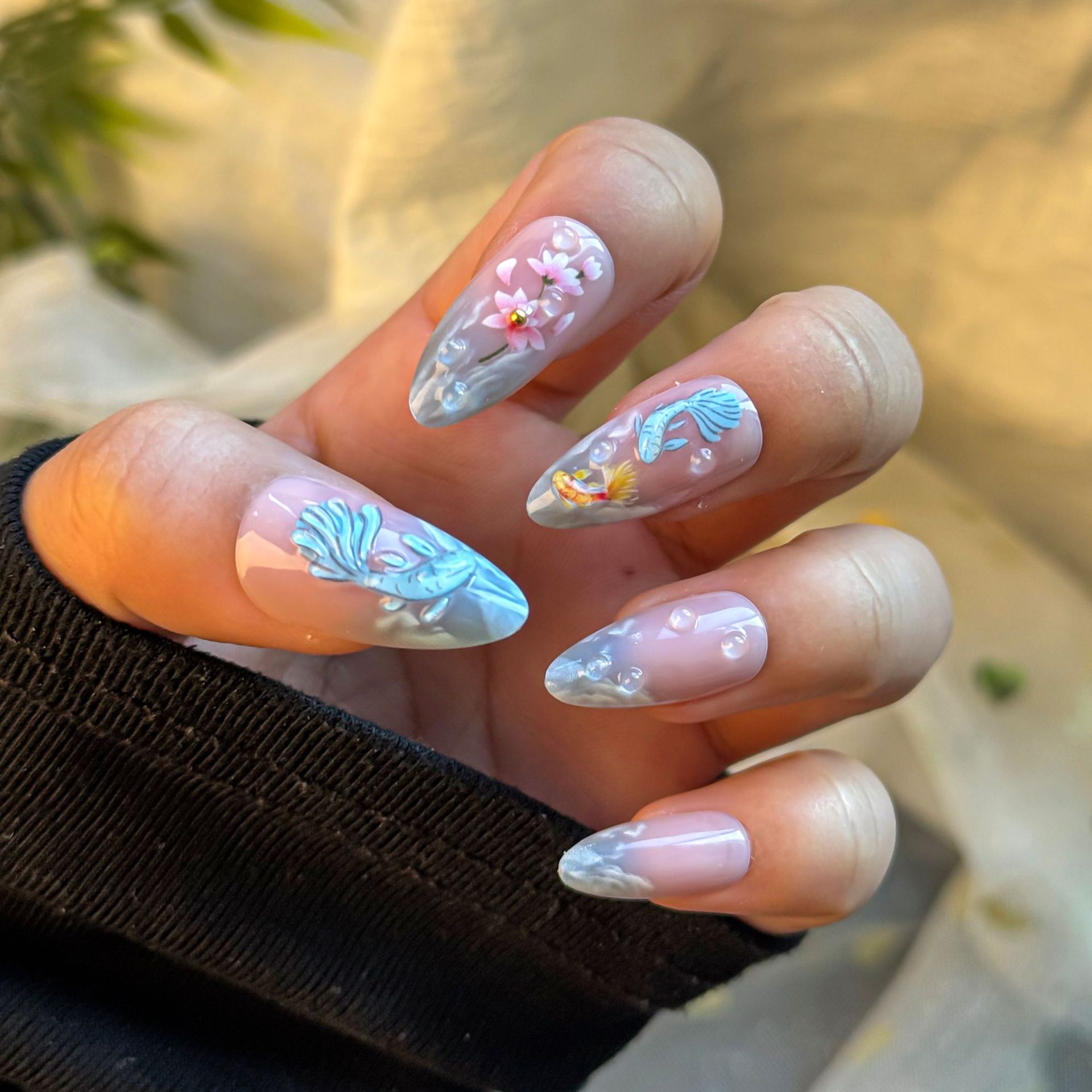 24pcs hot selling koi nail art - Resin Art With Flowers のレビューと価格