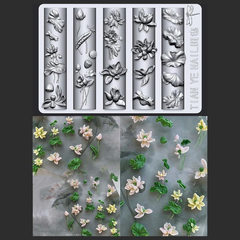 Flowers Series 3D Curved Nail  - Resin Art Templates Free のレビューと価格