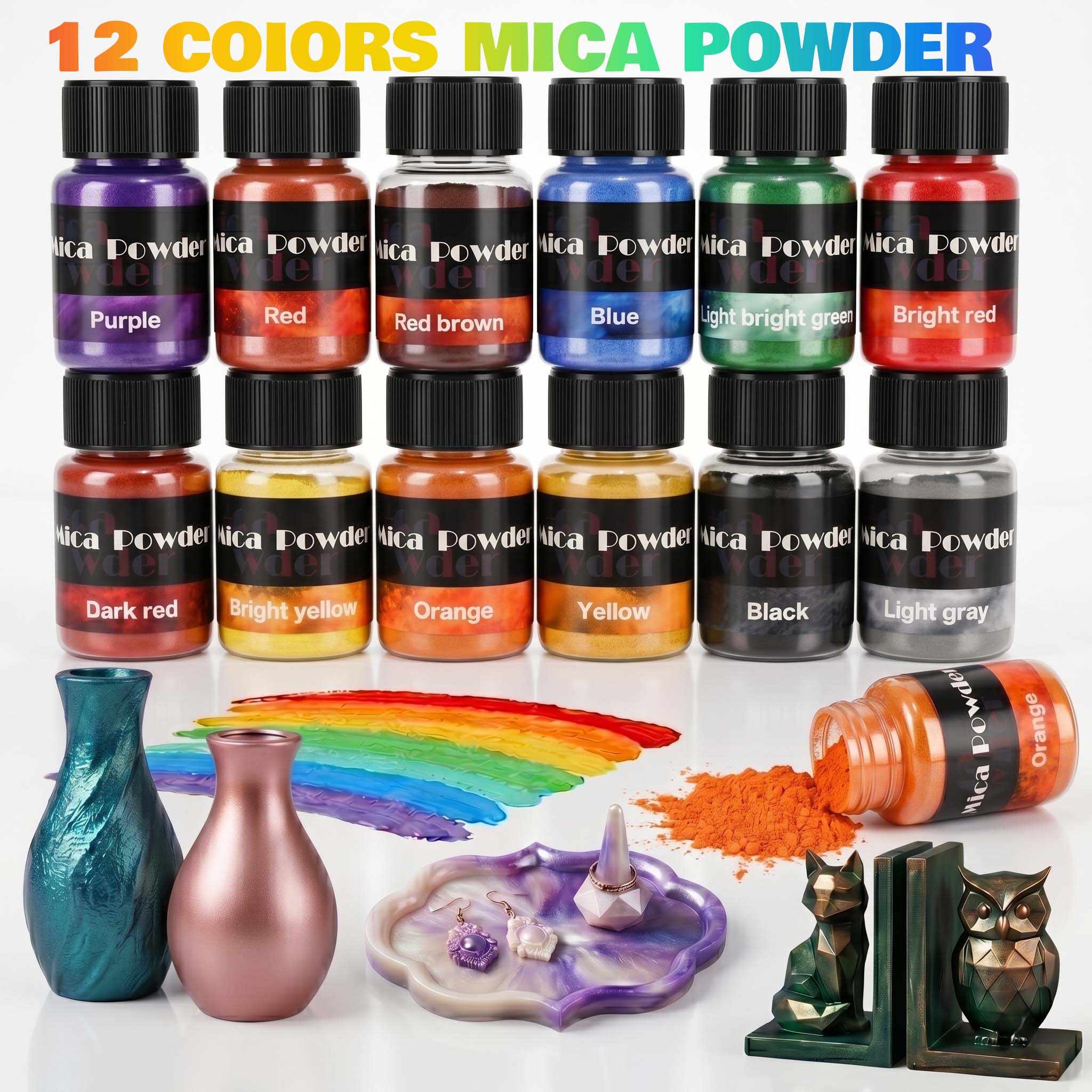 12-Color Gypsum Pigment Powder - Resin Color Paste のレビューと価格