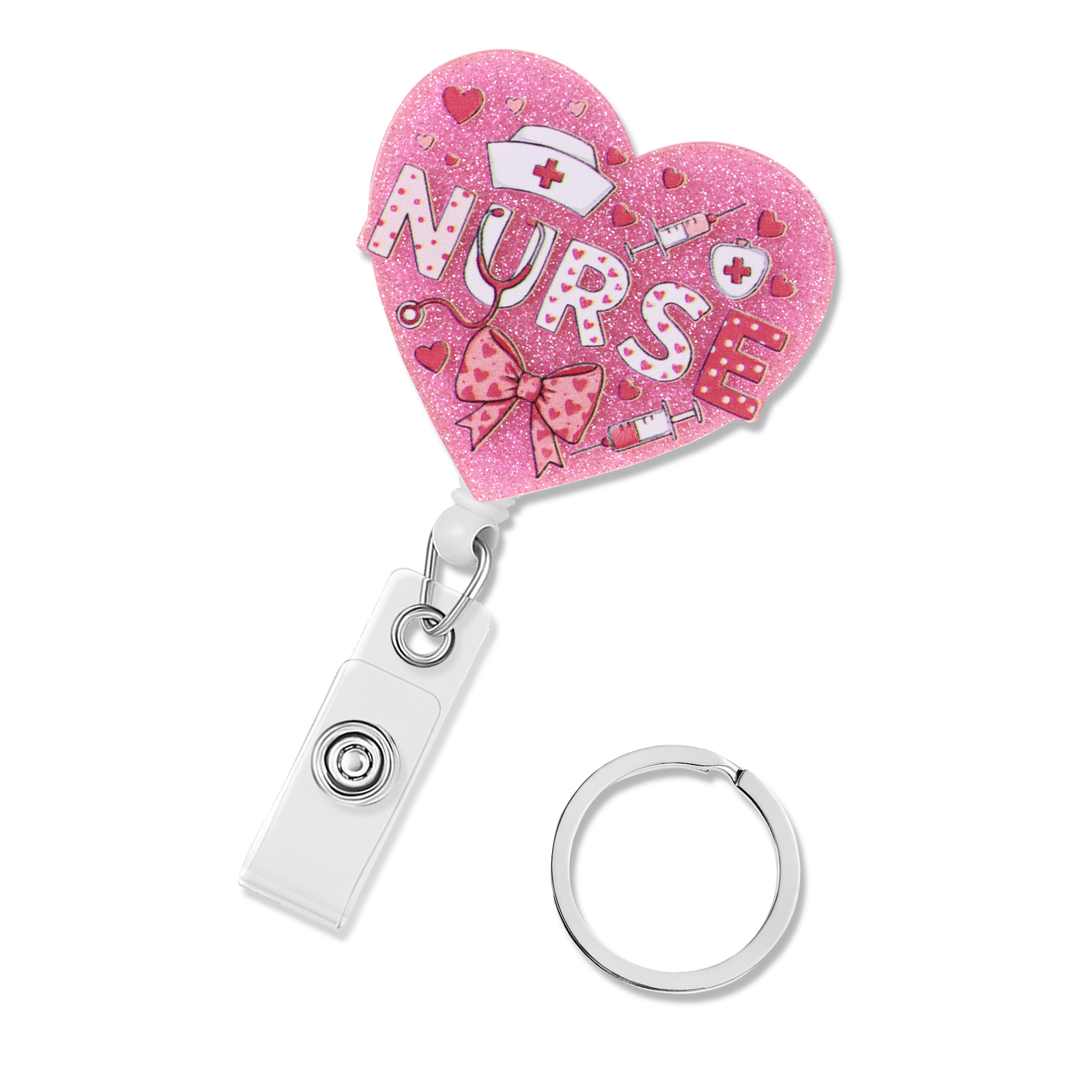 Pink Love Retractable Badge Re - Resin Art Name のレビューと価格