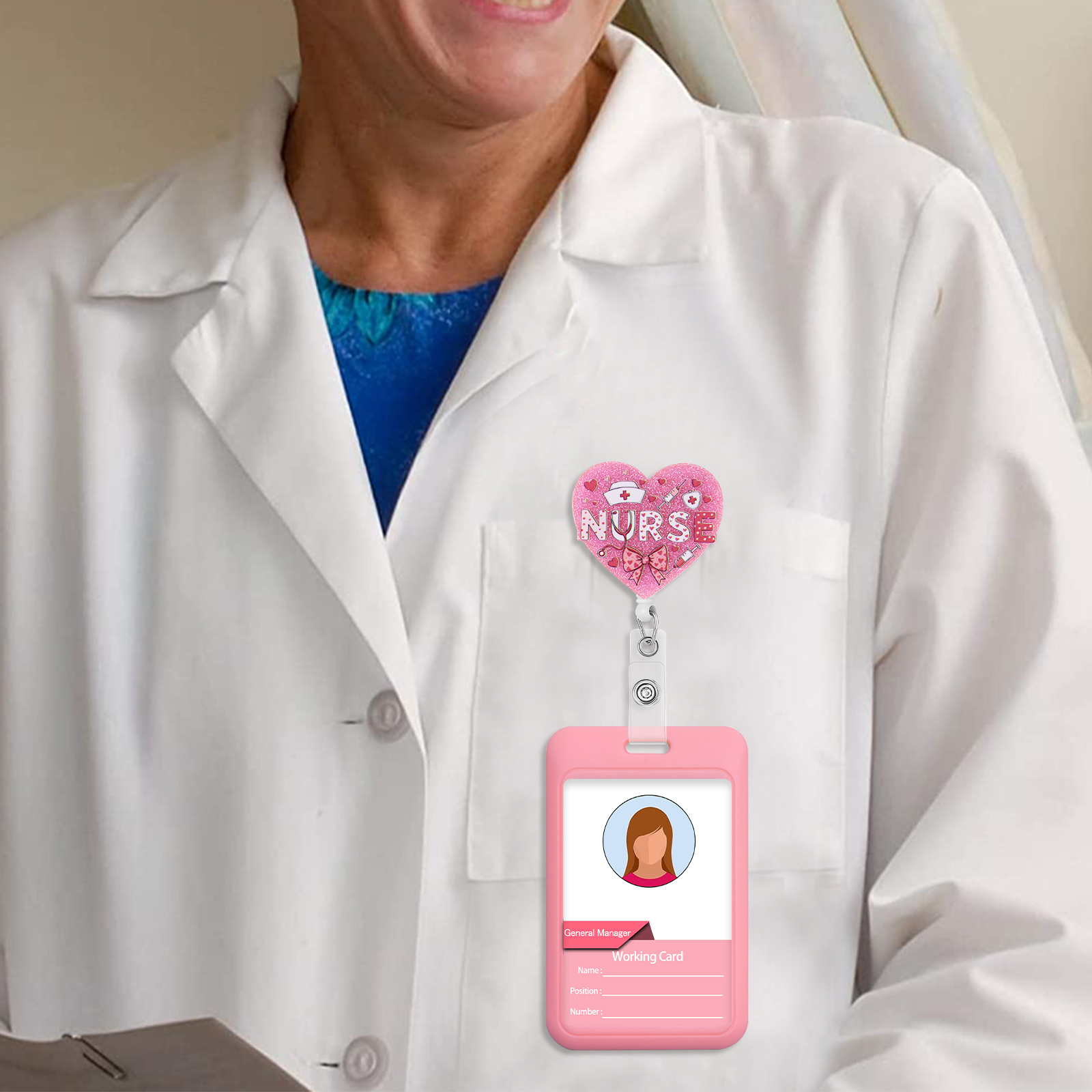 Pink Love Retractable Badge Re - Resin Art Name のレビューと価格