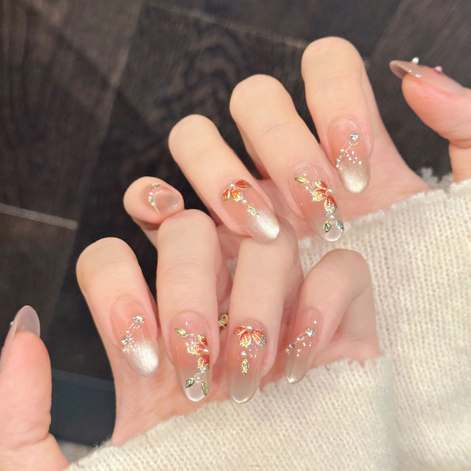 10pcs Handmade Fake Nails Pres - Resin Art With Flowers のレビューと価格