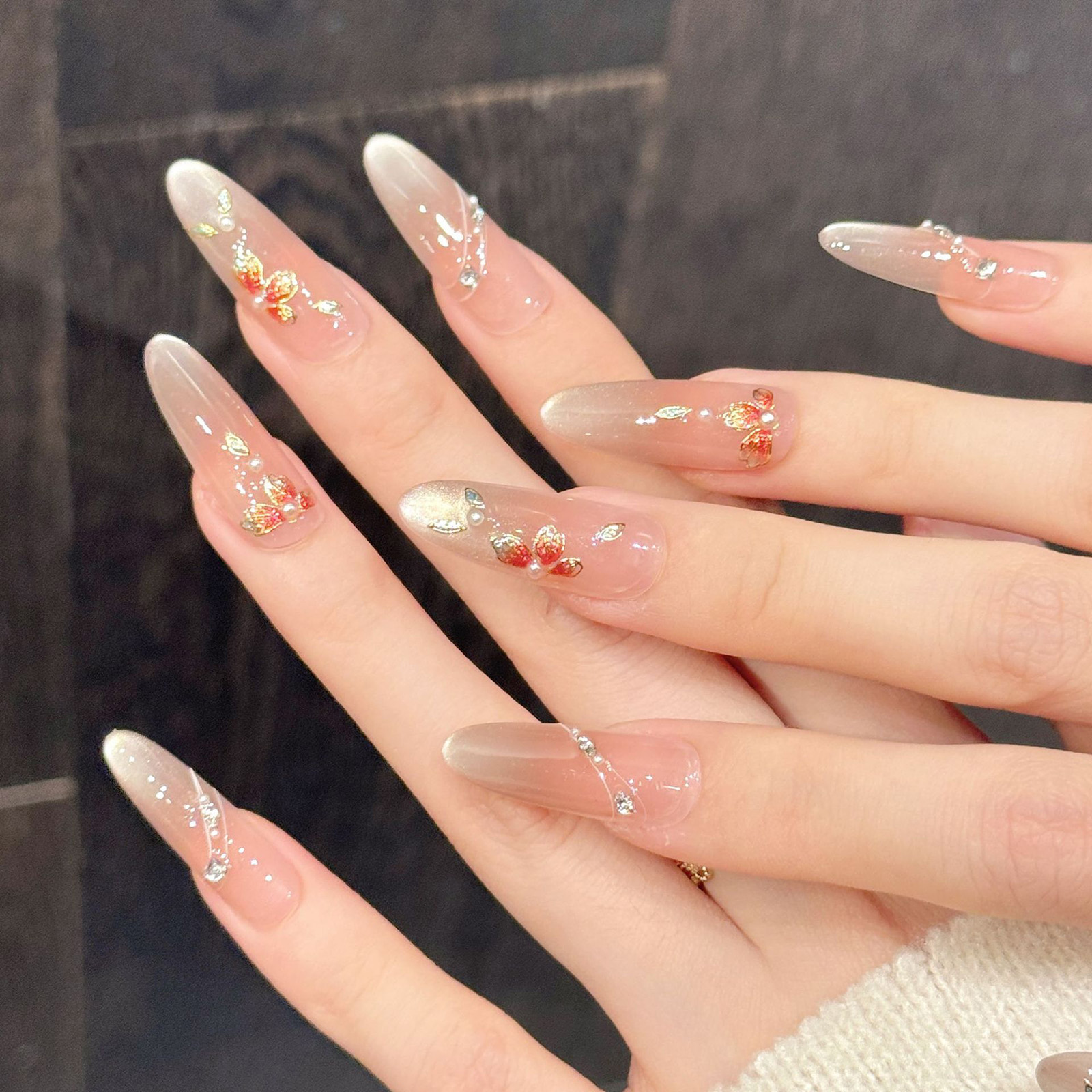 10pcs Handmade Fake Nails Pres - Resin Art With Flowers のレビューと価格