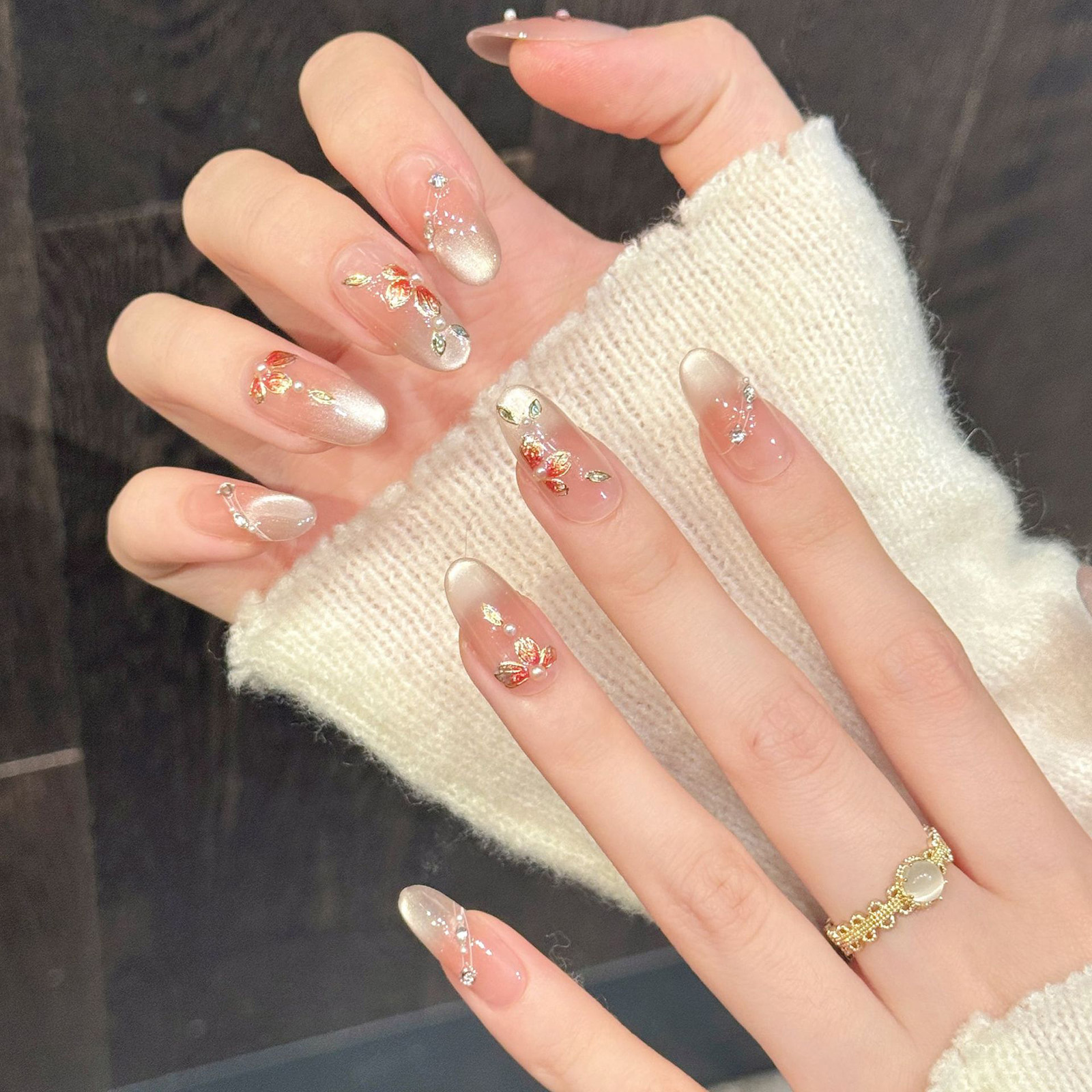 10pcs Handmade Fake Nails Pres - Resin Art With Flowers のレビューと価格